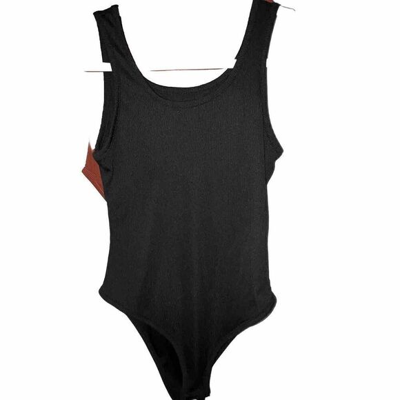 Bodysuit Lot Of 2 Womens Size M Ribbed Burnt Orange Black Tank Top Modern Summer - Picture 2 of 6